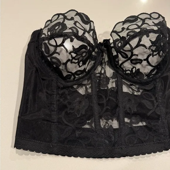 Vintage lace bustiers black bra black crop top 80s glam top Bralette Whimsigoth