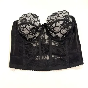 Vintage lace bustiers black bra black crop top 80s glam top Bralette Whimsigoth