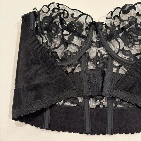Vintage lace bustiers black bra black crop top 80s glam top Bralette Whimsigoth