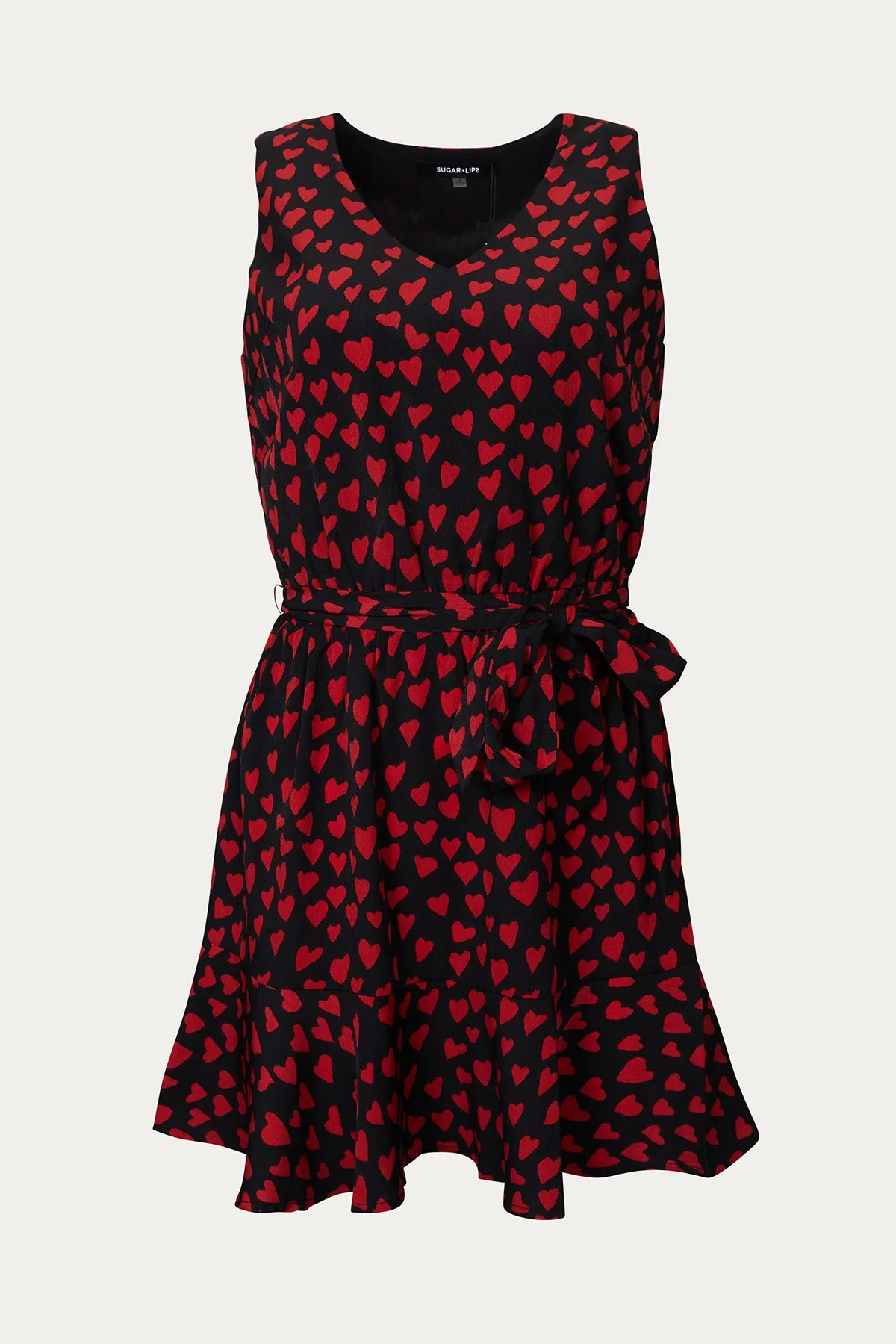 WARREN RUFFLED HEART-PRINT SATIN MINI DRESS