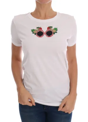 White Cotton Sequined T-Shirt