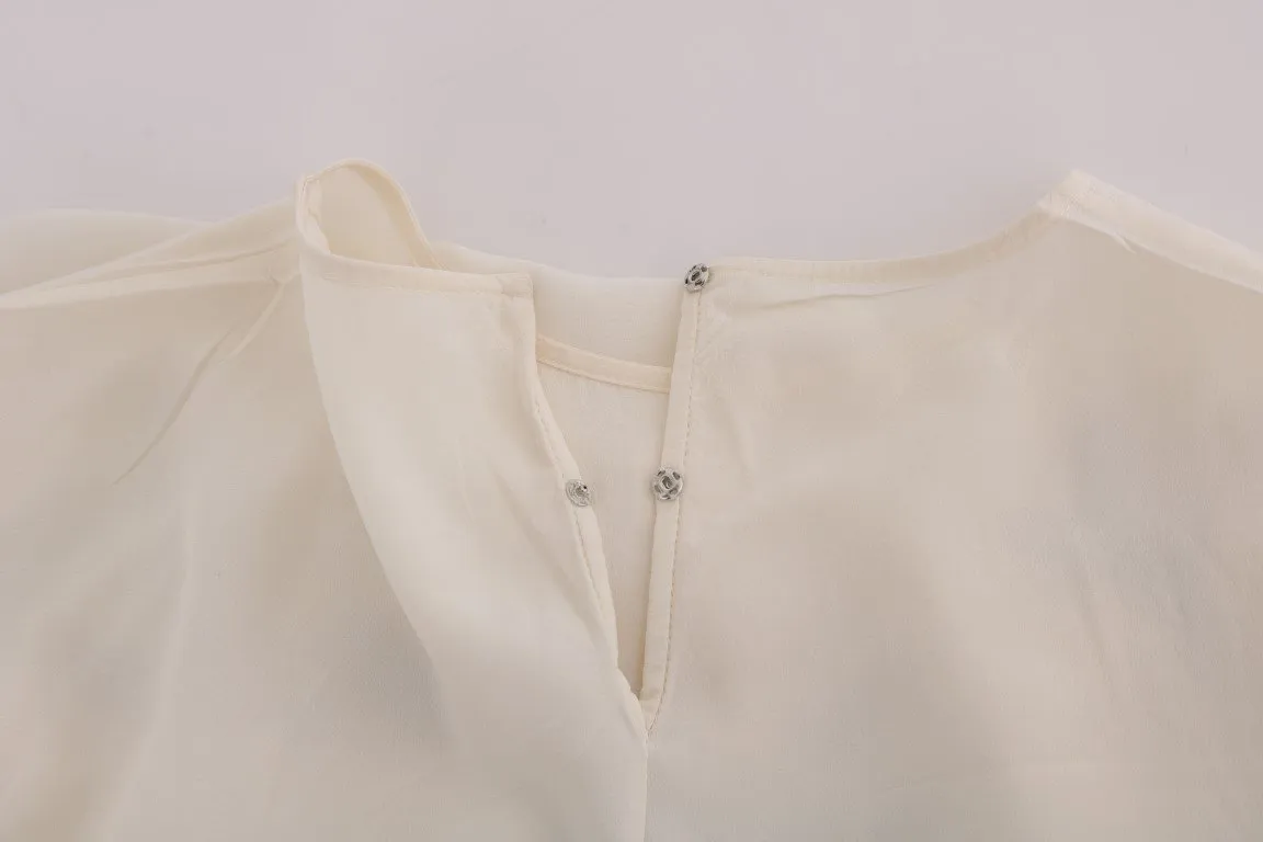 White Crystal Je t'aime Maman Sequined Blouse