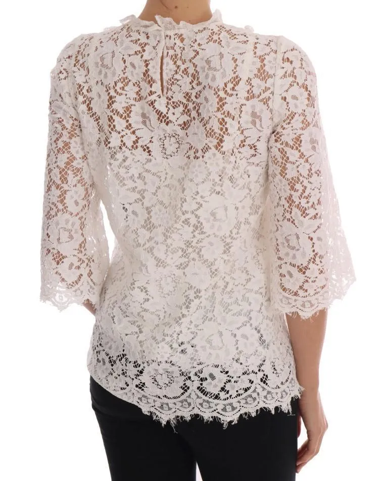 White Lace Fairy Tail Sequin Blouse