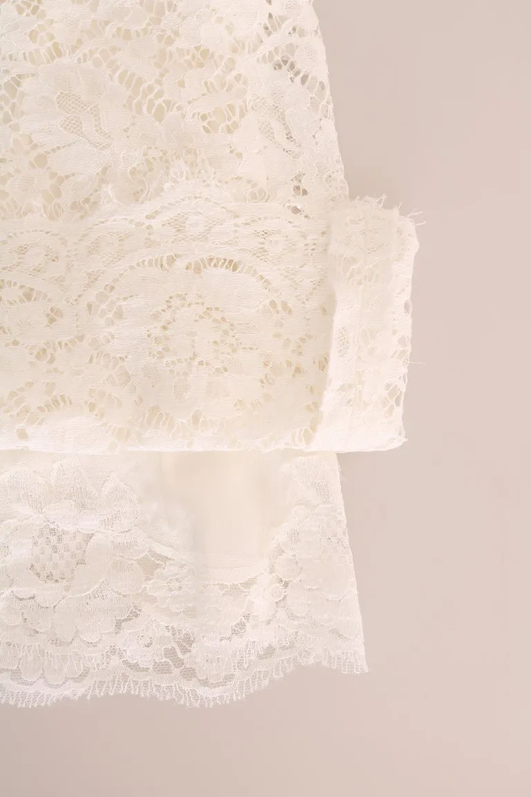 White Lace Fairy Tail Sequin Blouse