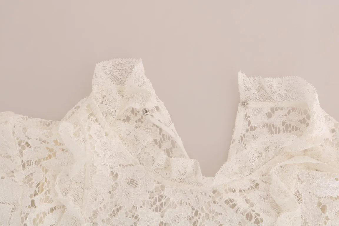 White Lace Fairy Tail Sequin Blouse