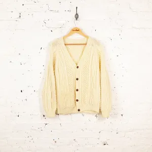 Women's Aran Cable Knit Cardigan - Beige - Women's M
