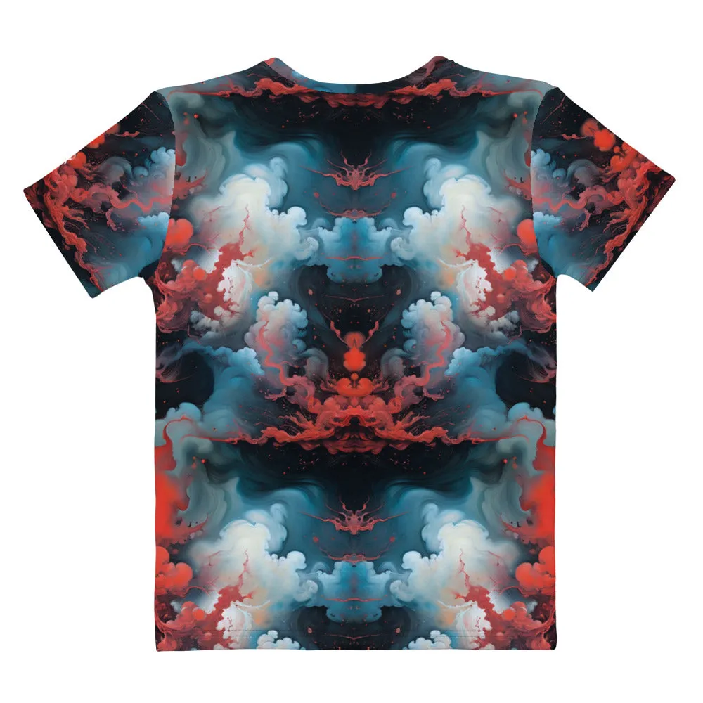 Women's Crewneck T-Shirt - Ethereal Crimson Flow - Light
