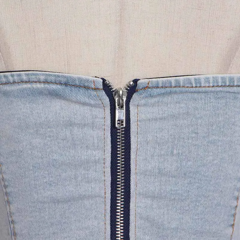Women's Demin Pantsuit Tube Top & Jeans Set