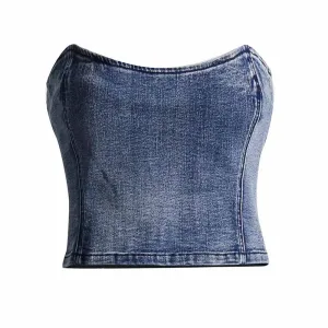 Womens Denim Bustier Top