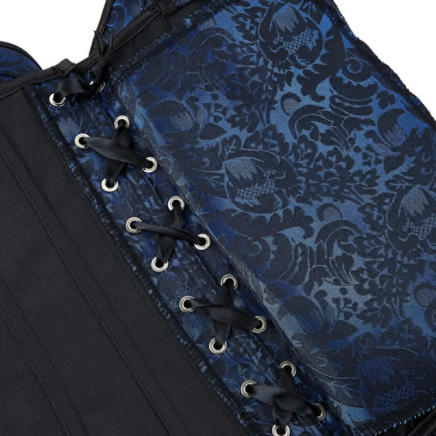 Women's Gothic Jacquard Shoulder Straps Tank Overbust Corset Bustiers