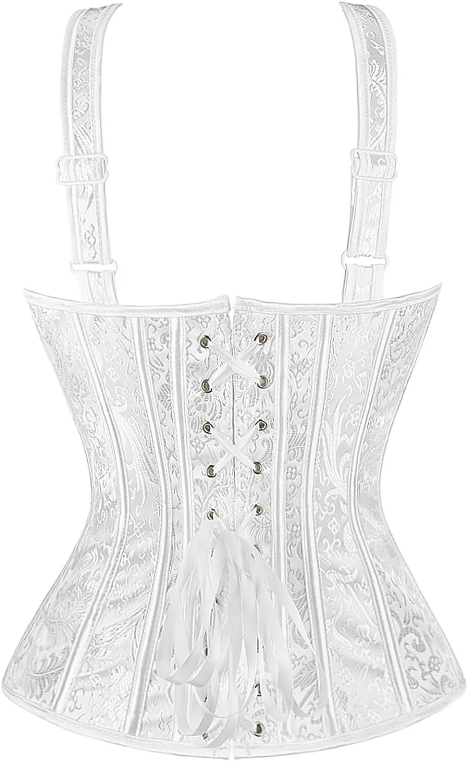 Women's Gothic Jacquard Shoulder Straps Tank Overbust Corset Bustiers