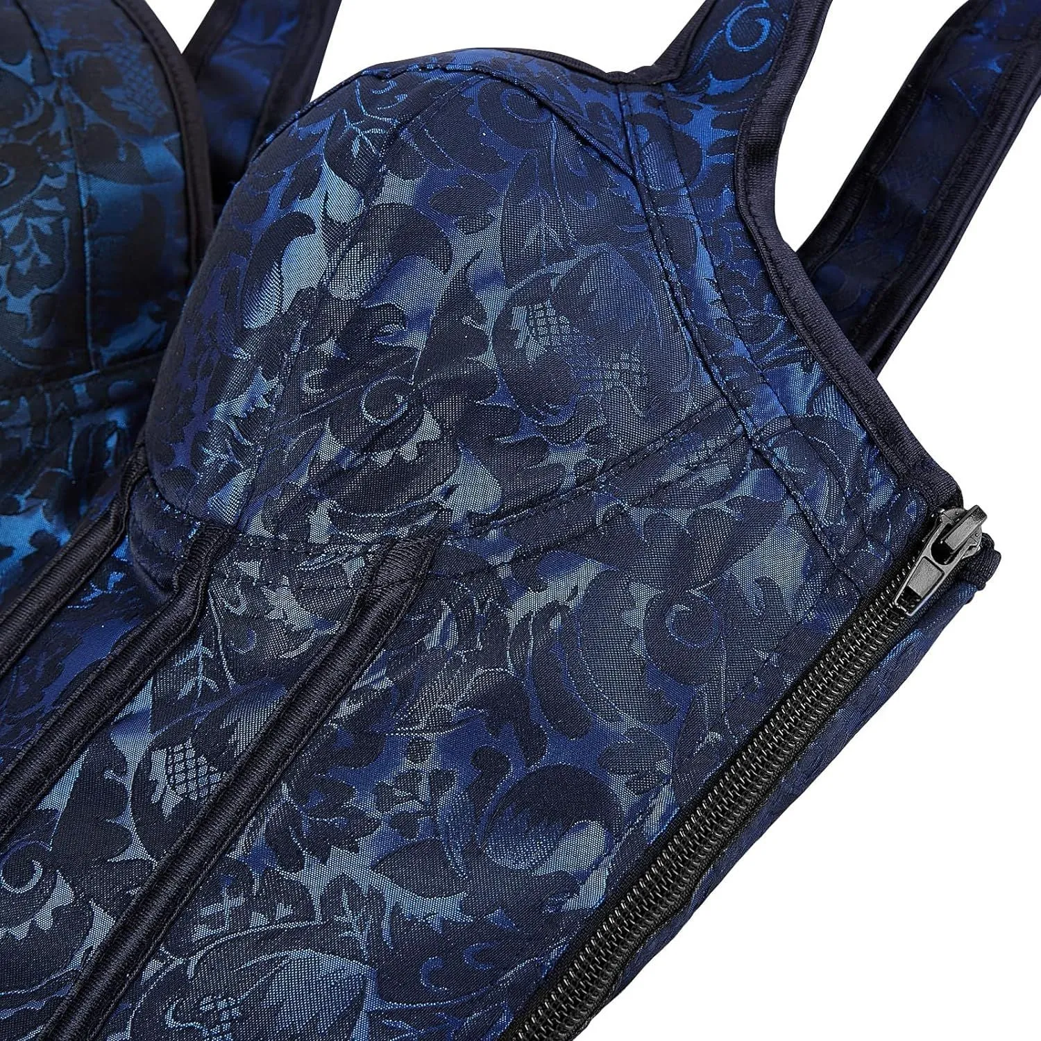 Women's Gothic Jacquard Shoulder Straps Tank Overbust Corset Bustiers