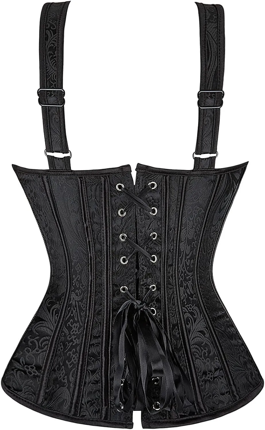 Women's Gothic Jacquard Shoulder Straps Tank Overbust Corset Bustiers