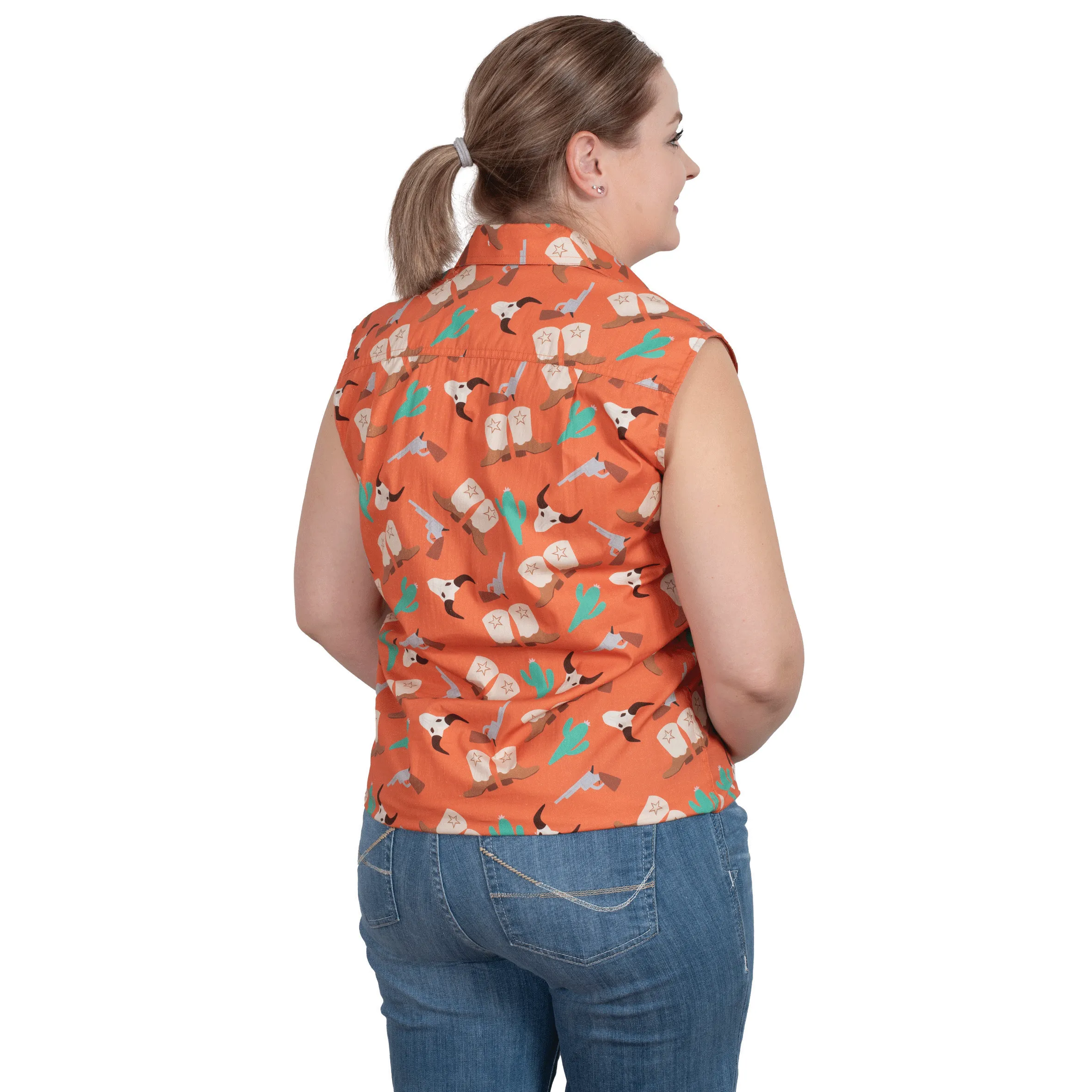 Women's Lilly Half Button Sleeveless Print Workshirt