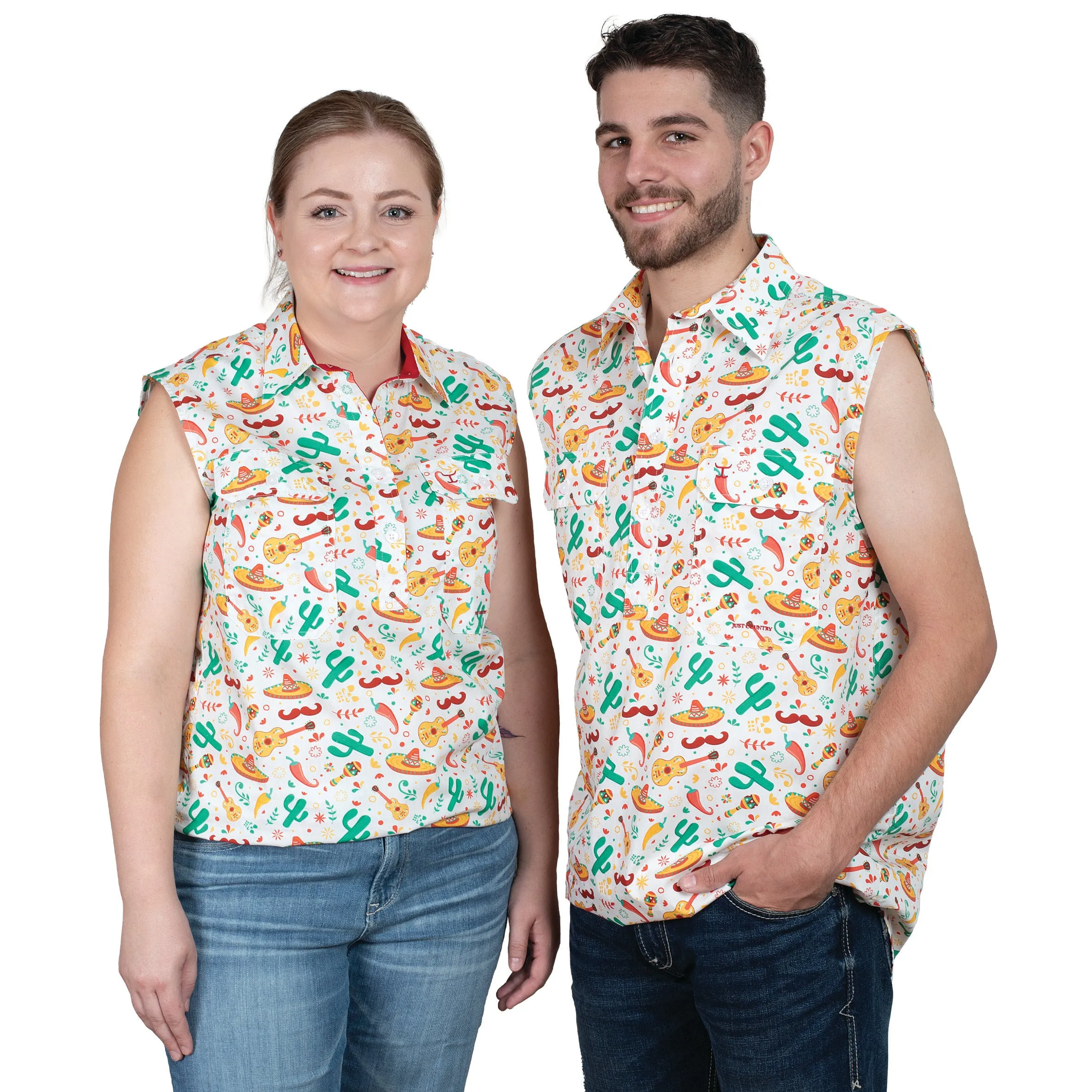 Women's Lilly Half Button Sleeveless Print Workshirt