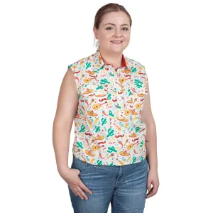 Women's Lilly Half Button Sleeveless Print Workshirt