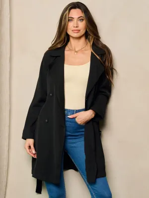 WOMEN'S LONG SLEEVE BUTTON UP BELTED DRESS JACKET
