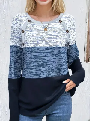 Women's Long-Sleeve Colorblock Crew Neck Jennifer T-Shirt