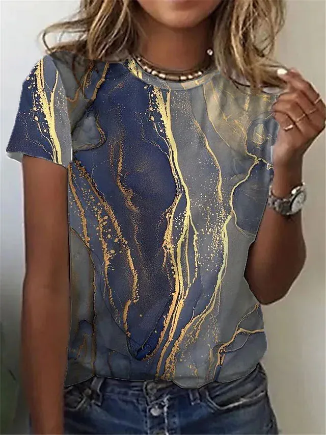 Women's T shirt Graphic Geometric Print Short Sleeve