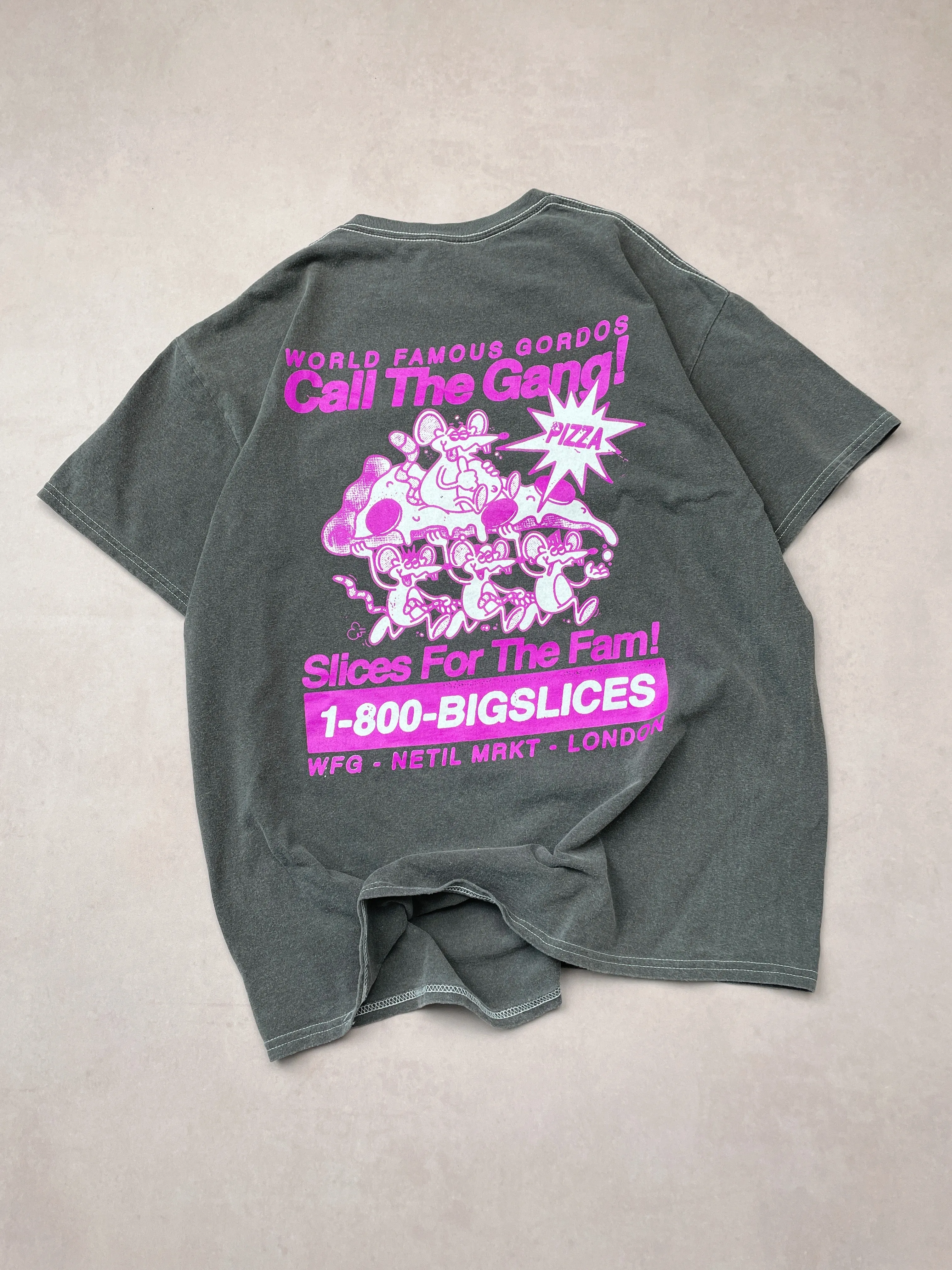 World Famous Gordos 'Call The Gang' Vintage Washed Tee - Black