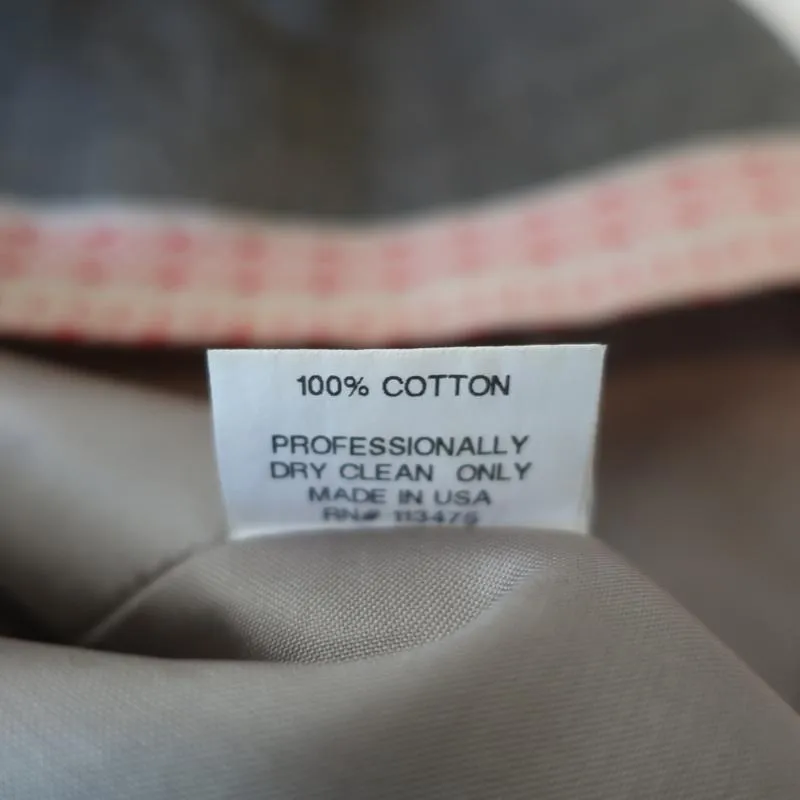 Yigal Azrouel Belted Dress Gray/Beige Striped Cotton Size 4 Short Sleeve Mini
