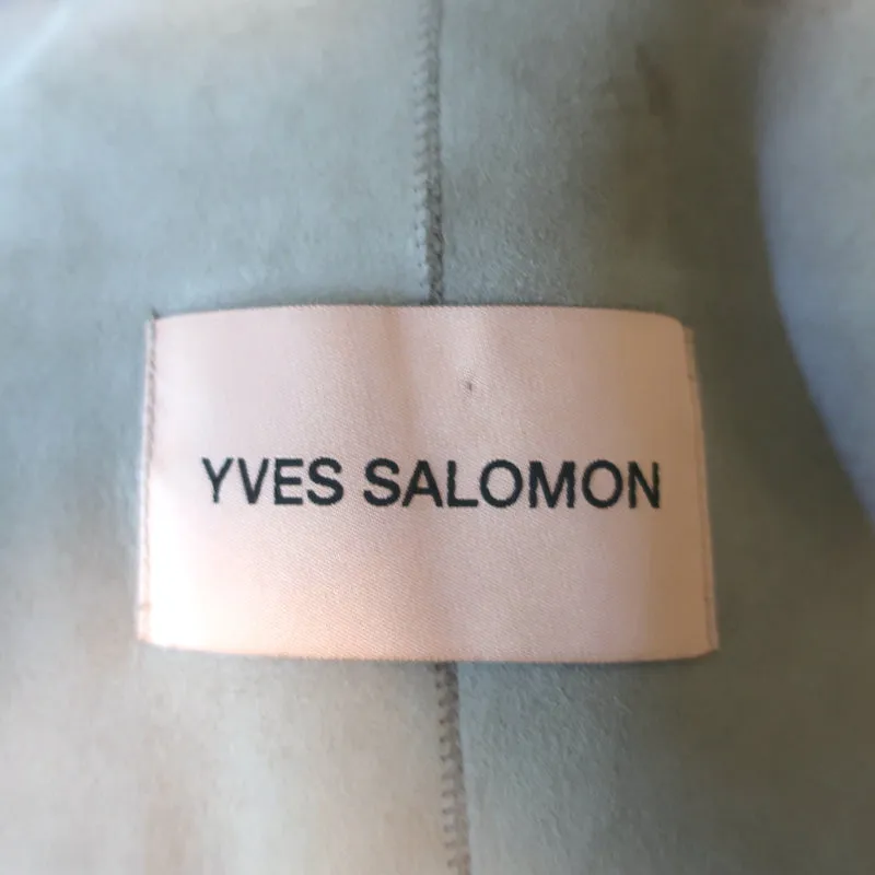 Yves Salomon Curly Lamb Shearling Belted Coat Gray Size 36
