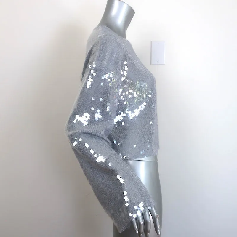Zara Sequined Long Sleeve Top Silver Gray Size Medium