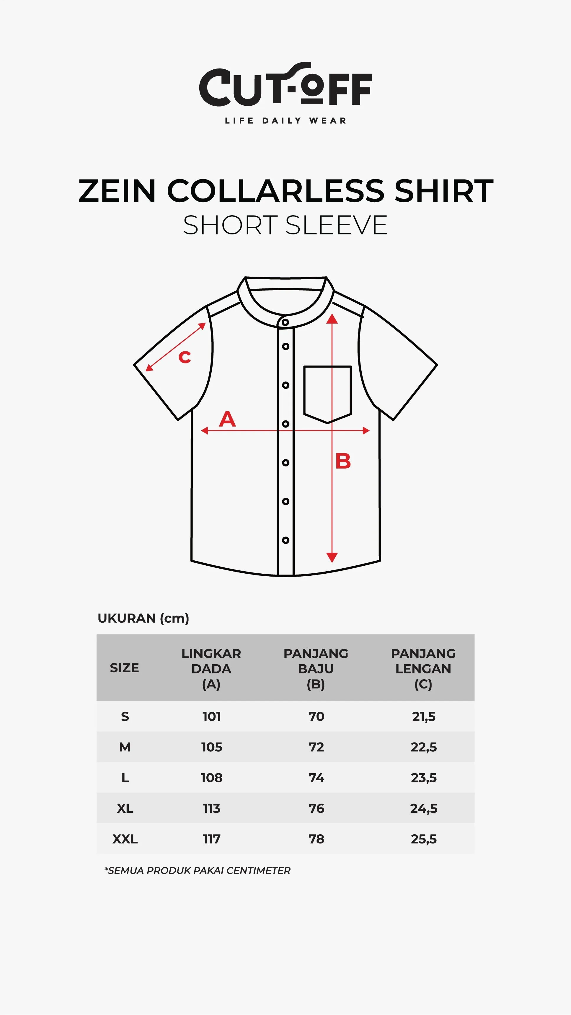 Zein Collarless Shirt Short Sleeve